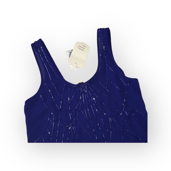 new LF Millau ❤︎ Delicate Beaded Chiffon Semi Sheer Tank Top ❤︎ Cobalt Blue ❤︎ S - Picture 13 of 16